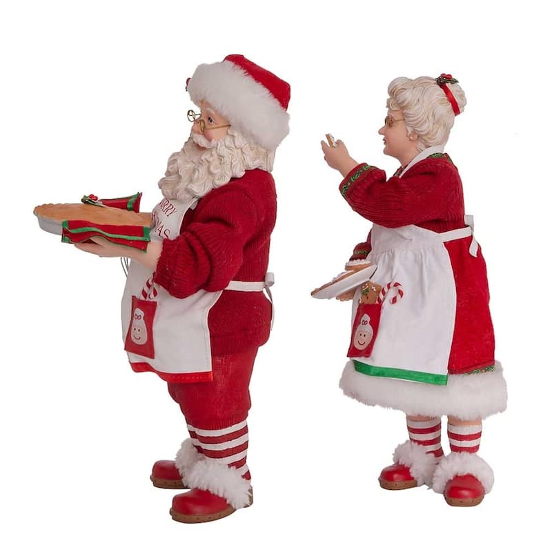 Kurt Adler 10.5-Inch Fabriche Mr. and Mrs. Santa, 2-Piece Set
