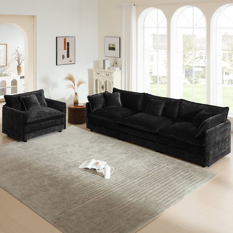Cloud Chenille Upholstered Modular Sectional Sofa with DIY Combination Design