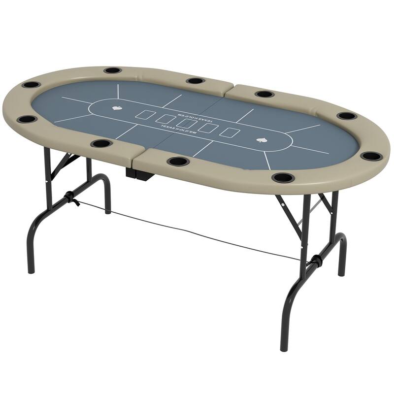 Poker Table Foldable,70" Oval Blackjack Texas Holdem Poker Game Table