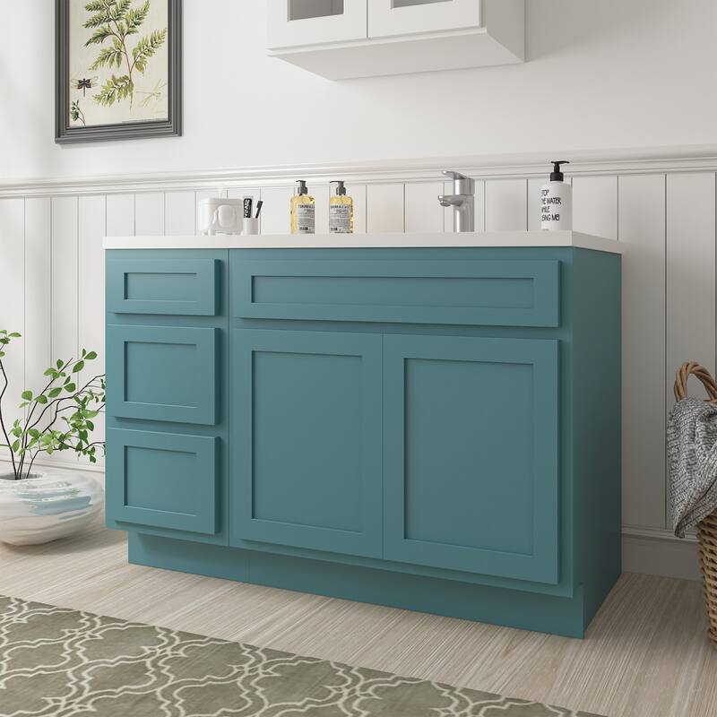 Vanity Art 54" Oak Freestanding Bathroom Vanity Cabinet without Top