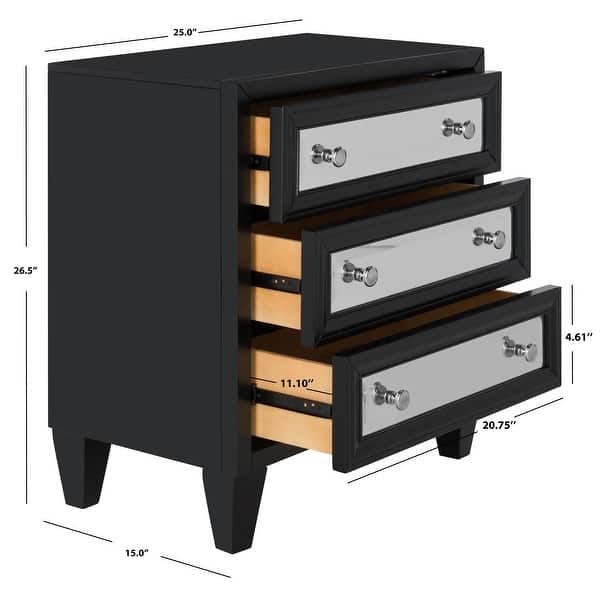 SAFAVIEH Marlon 3-Drawer Black Storage Chest