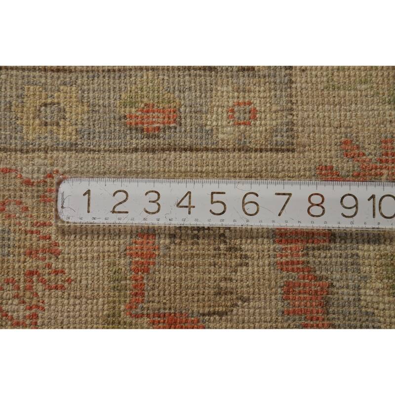 Hand Knotted Oriental 100% Wool Carpet Transitional All-Over Beige & Ivories Oushak Area Rug - 9' 0'' X 5' 10''