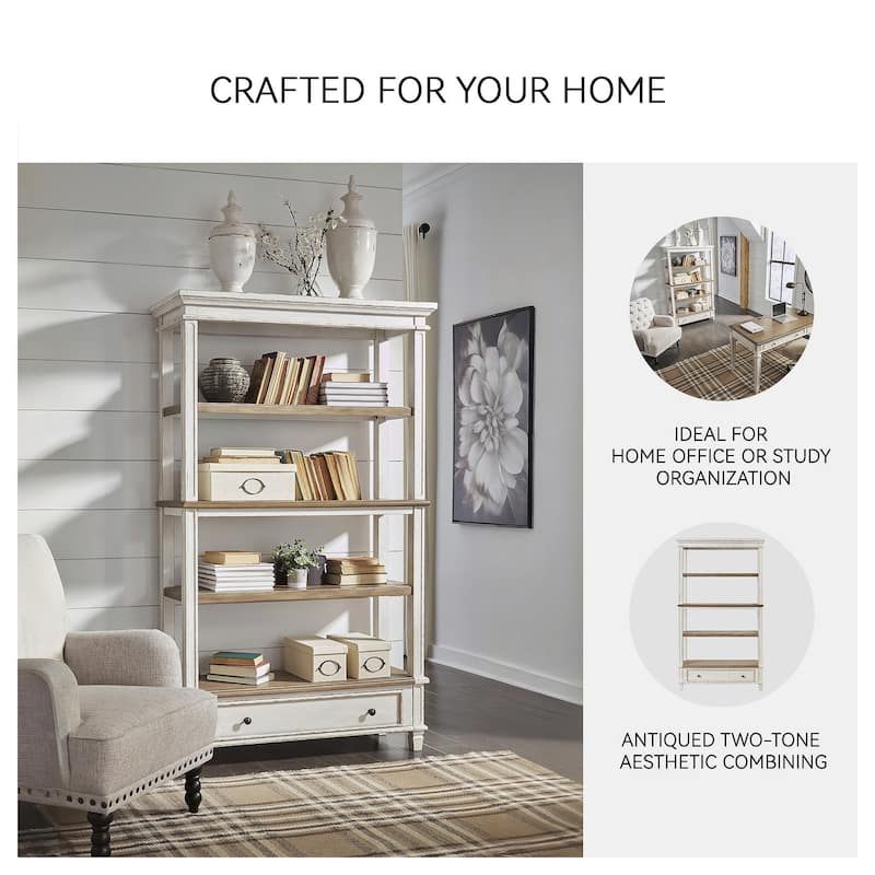 Signature Design by Ashley Realyn Casual Bookcase Two-tone - 45" W x 16" D x 74.5" H