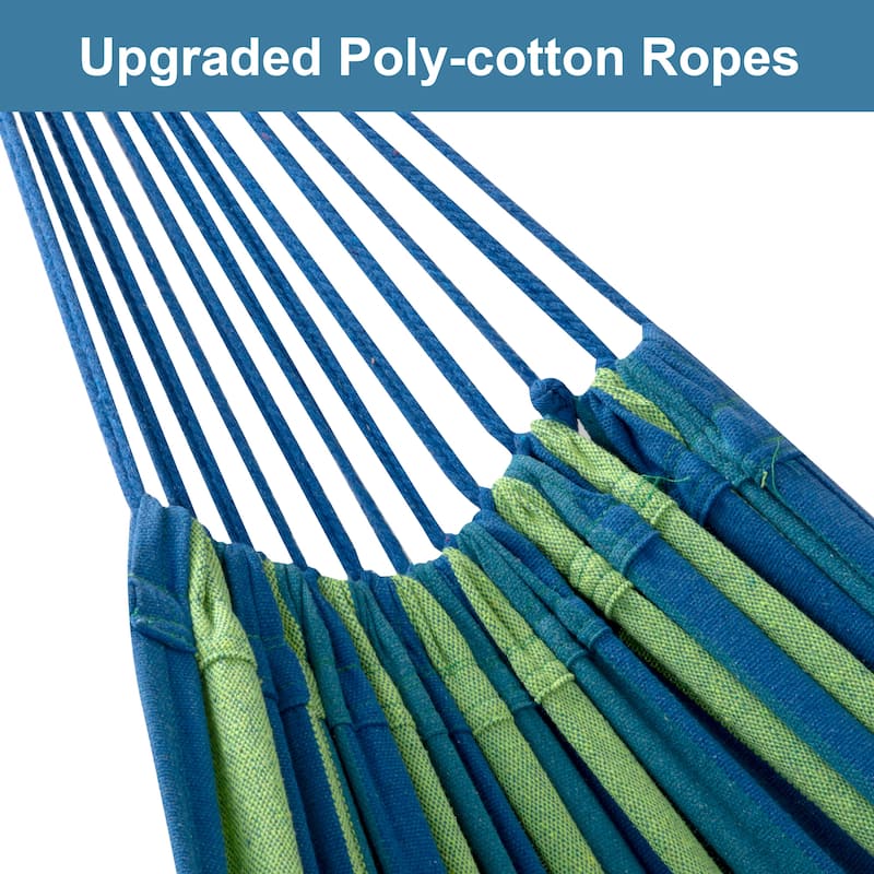 9.35 ft. 2-Person Brazilian-Style Foldable and Portable Outdoor Hammock Bed with Stand Set - 112.2 in.* 44.1 in. *40.9 in.