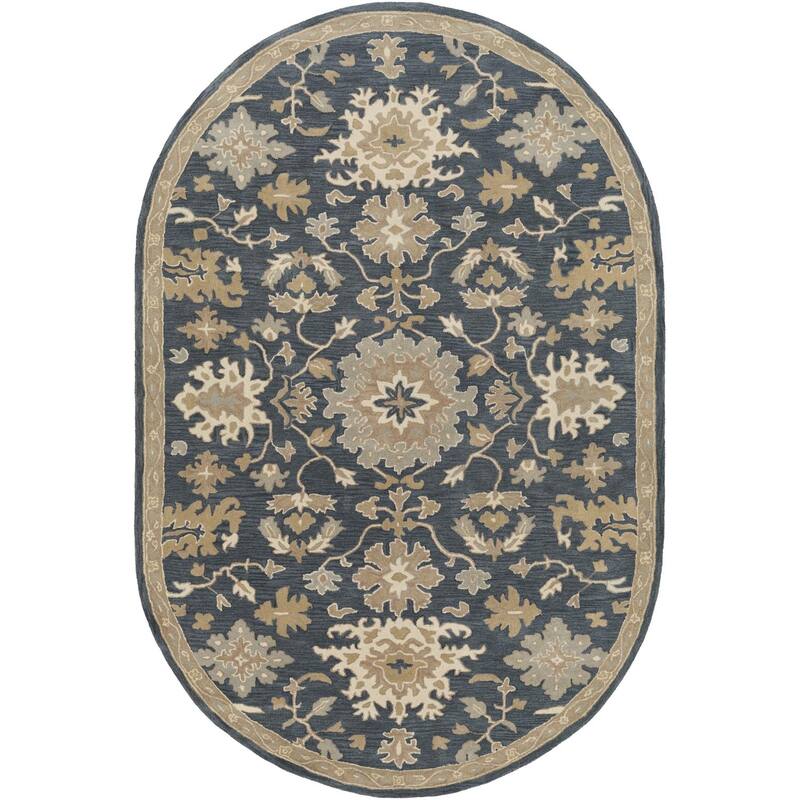 Livabliss Caesar Traditional Area Rug - 6' x 9' Oval - Navy - Oval