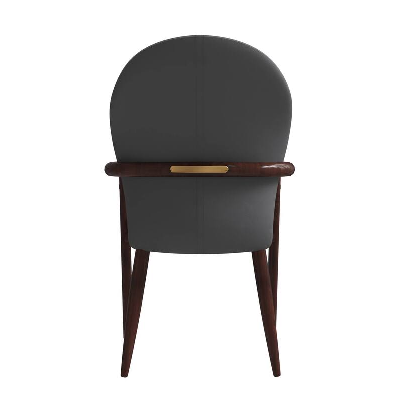 LeisureMod Set of 2 Modern Leather/Velvet Dining Chair - Elegant Armchair with Gold Accents for Home Office & Kitchen