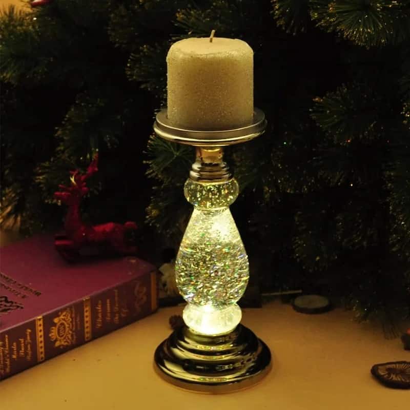 Swirling Candle Holder,LED Light-up Pedestal Candle Holder with On/Off Switch