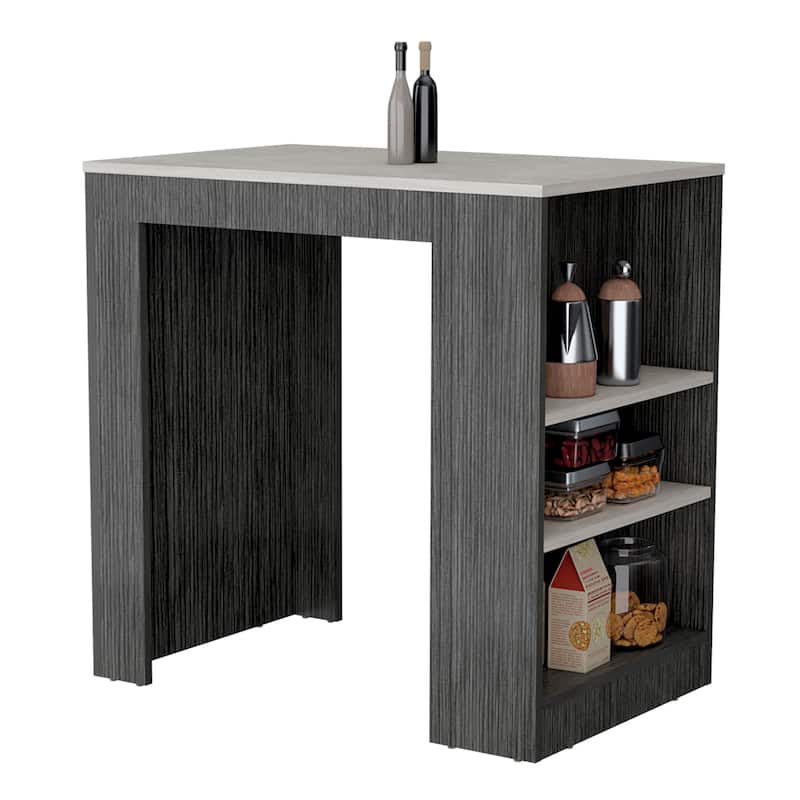 Portree Kitchen Island with 3-Side Shelves