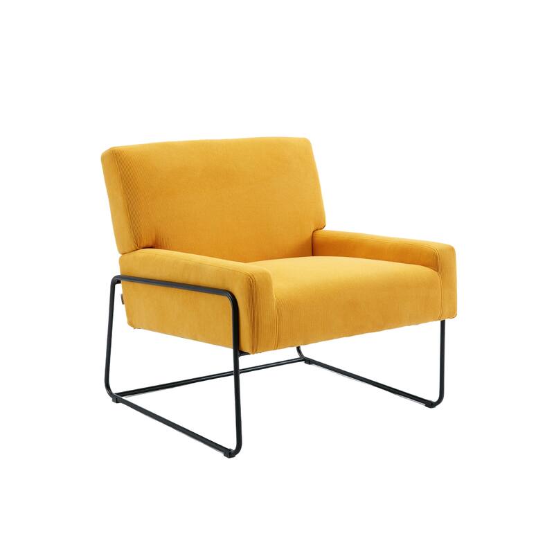 Modern Industrial Slant Armchair with Metal Frame,Premium High Density Soft Single chair for Living Room Bedroom
