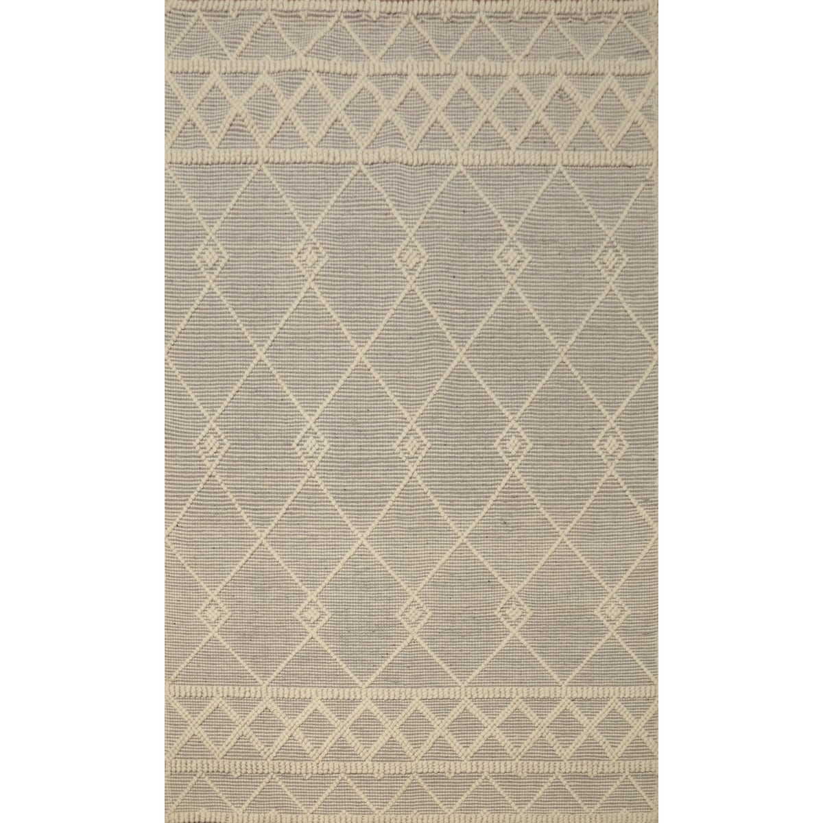 Hand Knotted Oriental 100% Wool Carpet Modern Geometric Greys & Charcoal Modern Gotti Design Area Rug - 7' 3'' X 5' 0''