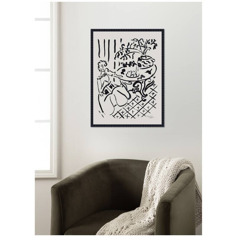 Kate and Laurel Fille assise a table 1947 Henri Matisse by Nostalgia Prints Framed Canvas Wall Art Print