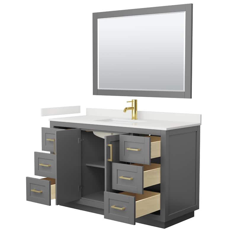 Miranda 54-inch Single Vanity, Quartz Top, 46-inch Mirror