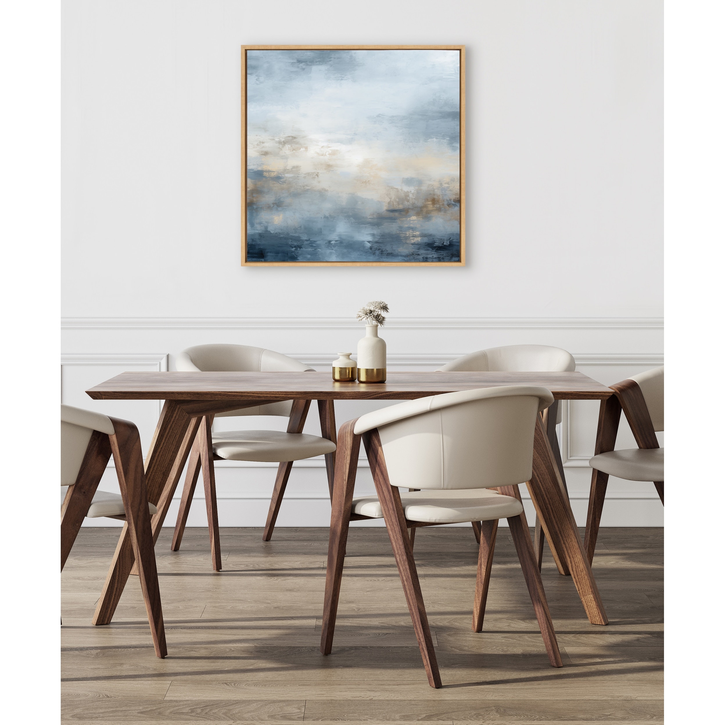 Kate and Laurel Sylvie Tonal Blue Framed Canvas by Creative Bunch Studio