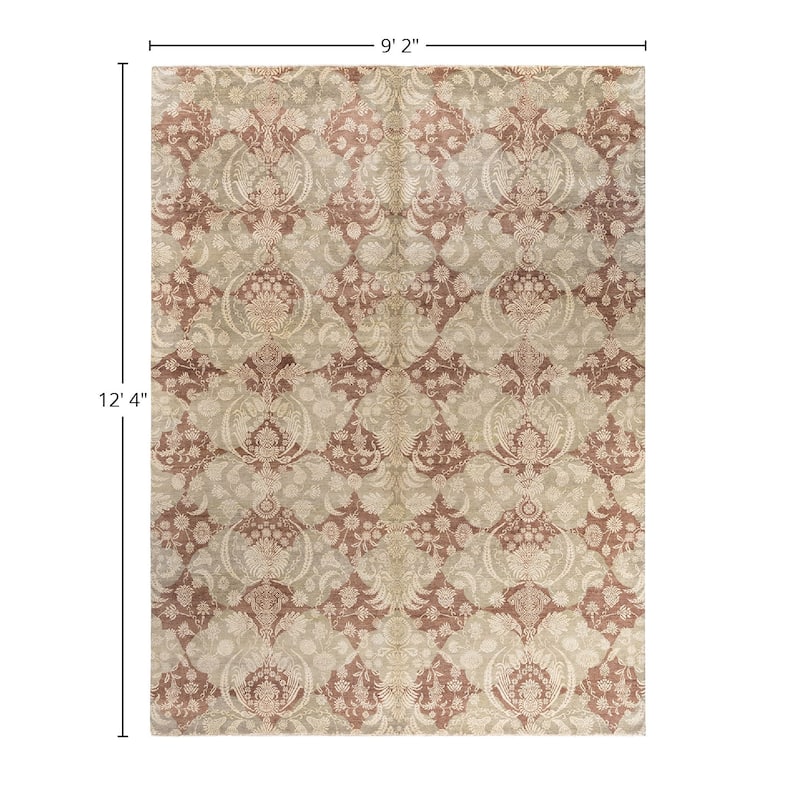 Ikat One-of-a-Kind Hand-Knotted Area Rug - Brown, 9' 2" x 12' 4" - 9' 2" x 12' 4"