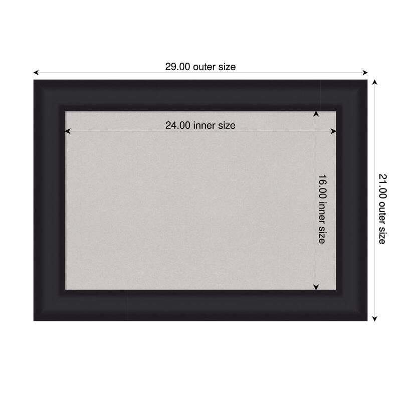 Oliver Black Wood Framed Cork Board - Bulletin Board, Organization Board, Pin Board - Grey - 29 x 21 in