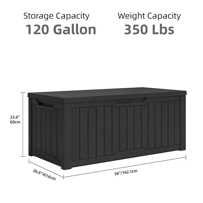 120 Gallons Large Resin Water Resistant Lockable Deck Box