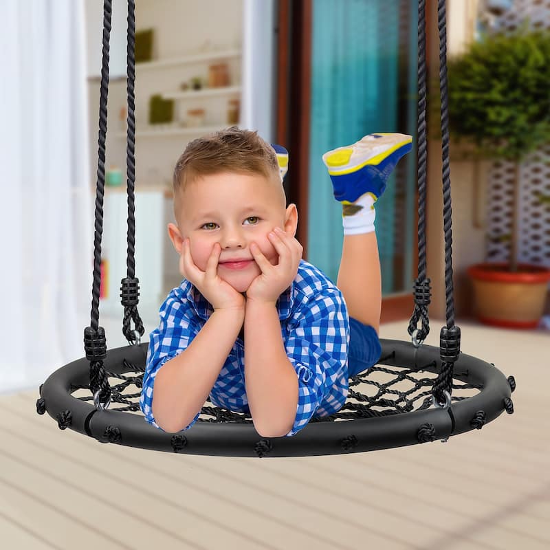 Sorbus Spinner Swing Round Web Swing – Great for Tree, Swing Set, Backyard, Playground, Playroom – Accessories Included