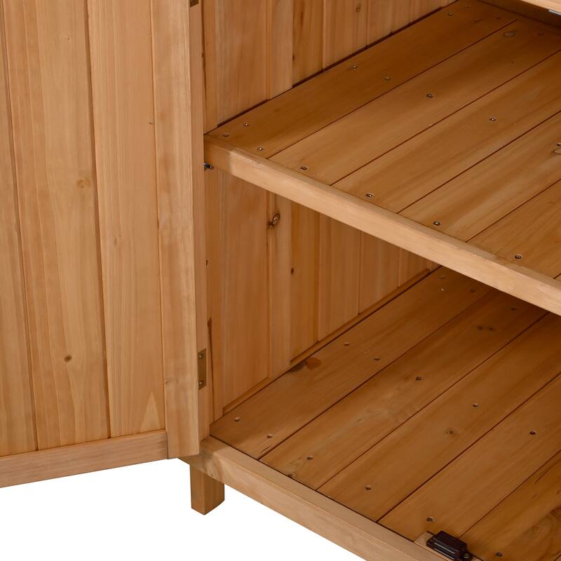 65" Solid Fir Wood Potting Bench with Hutch, Garden Workstation Table with Drawer, Spice Rack & Shelves