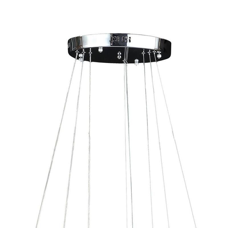 Adjustable 12 to 47 Inch Round Chandelier with Offset Circle Design and Silver Chrome Finish for Modern Décor - 47.2