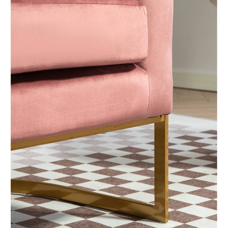 Modern Velvet Gold Accent Armchair