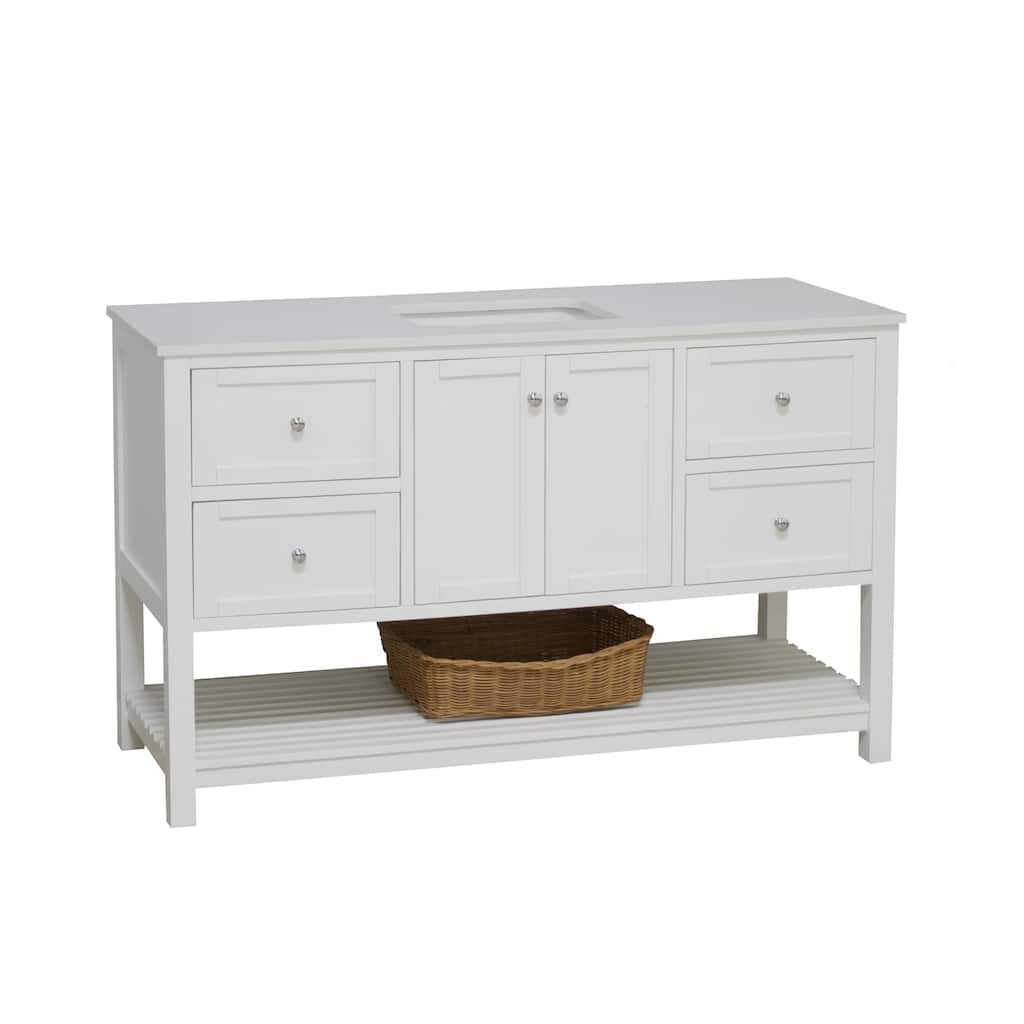 KitchenBathCollection Lakeshore 60" Single Bathroom Vanity with Engineered White Top