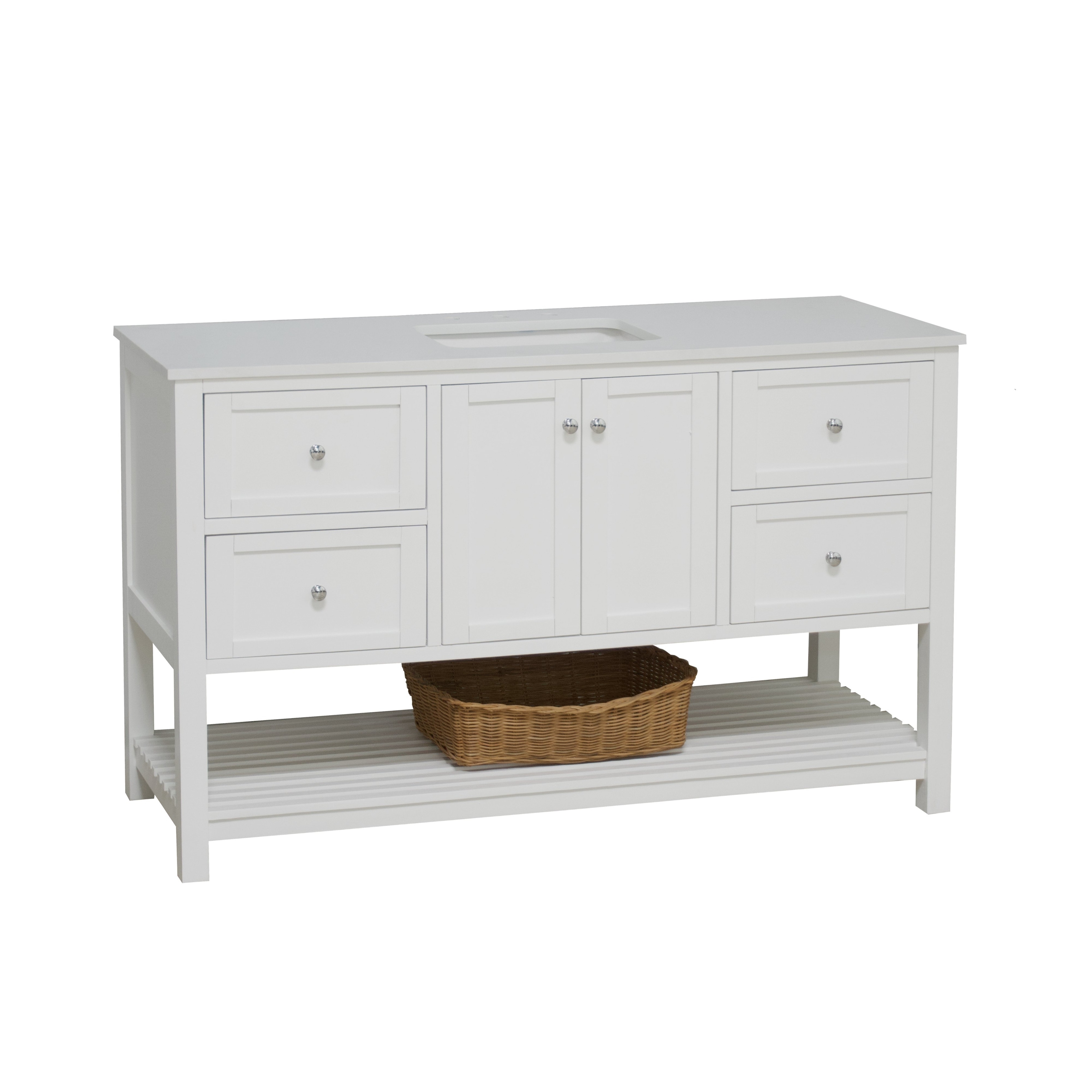 KitchenBathCollection Lakeshore 60" Single Bathroom Vanity with Engineered White Top