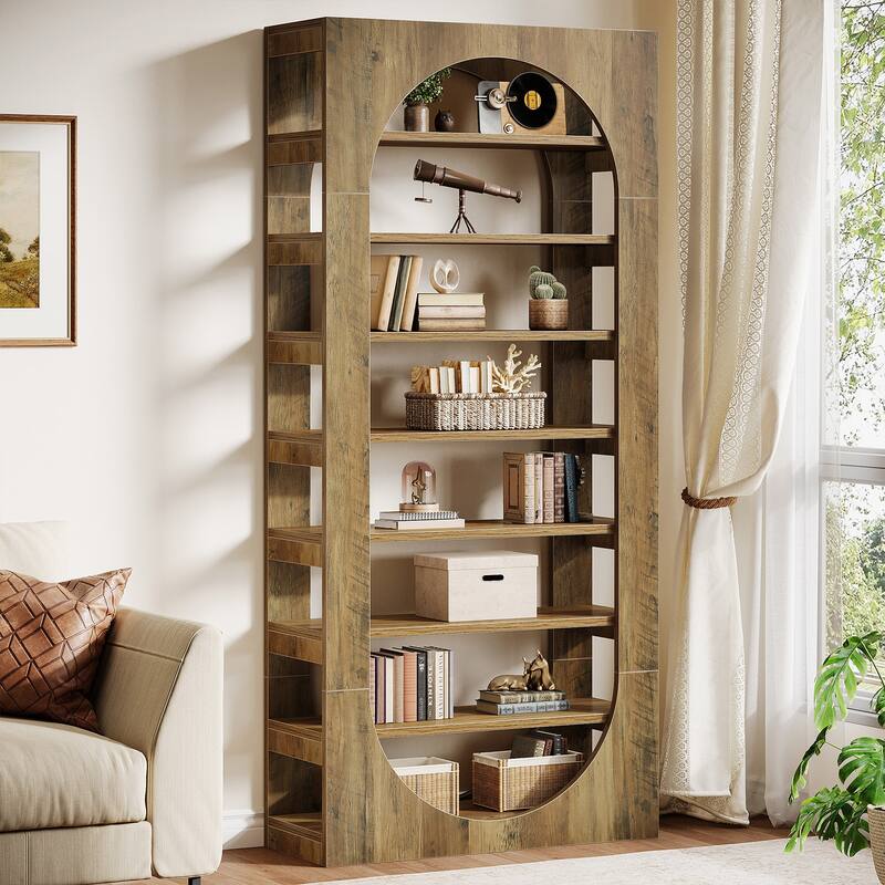 8-Tier Arched Bookshelf and Bookcase for Living Room Office