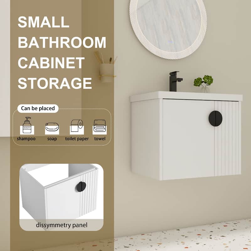 24 inch Wall Mounted Bathroom Vanity Set with Integrated Ceramic Sink