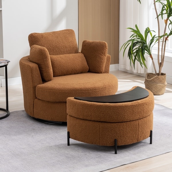 HOMMPA Mid Century Modern Accent Chair - Upholstered Armchair With Pillow & Pocket, Wood Frame, Low Back Design