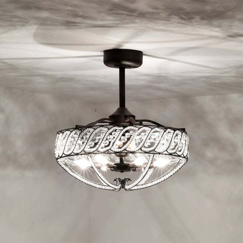 Sandi 24 Inch Glam Crystal Fandelier 6 Light with Remote