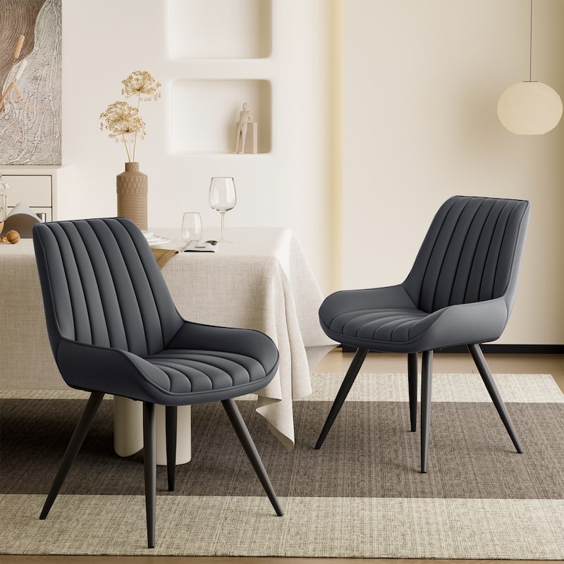 Modern Dining Chairs Set of 4, Comfy Dining Room Chairs with Thick Cushions, Upholstered Fabric Chairs with Metal Legs