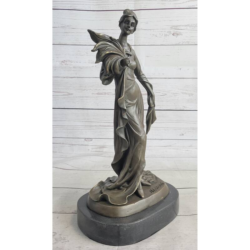 Art Deco Woman Female Figure Bronze Statue Sculpture Original Art 14 Inches X 7 Inches