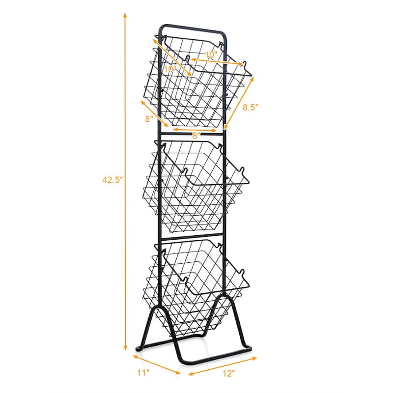 Costway 3-Tier Wire Fruit Basket Stand Kitchen Snack Vegetable Storage - See Details