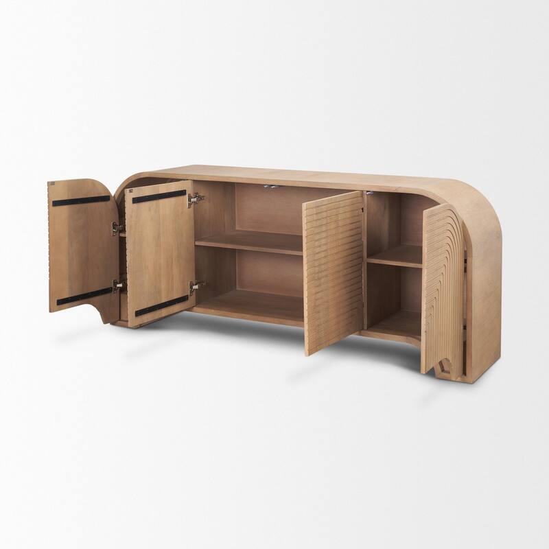 Sorina Reverse Fluted Light Brown Wood Sideboard - 72.0L x 16.0W x 30.0H