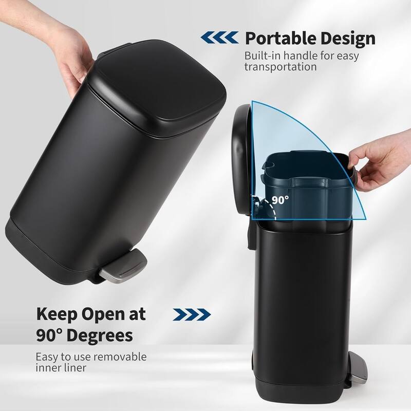 12L Kitchen Trash Can with Lid with Automatic Soft Close