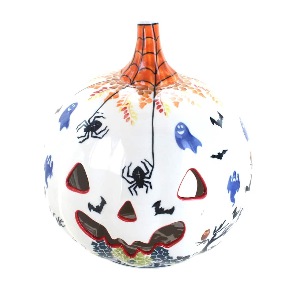 Blue Rose Polish Pottery 1726 Zaklady Pumpkin Luminary