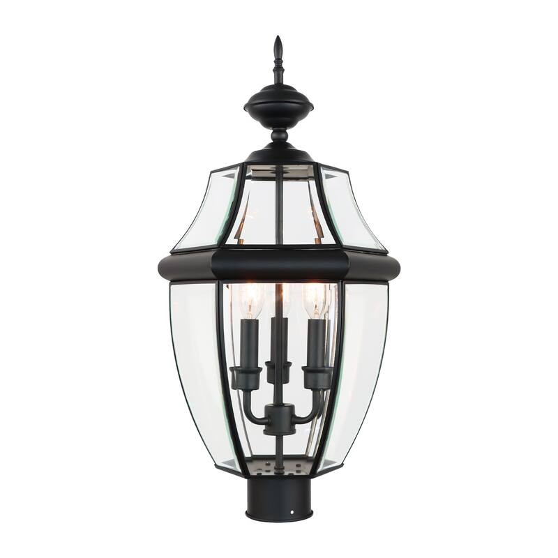 3-light Outdoor Post Light with Clear Glass