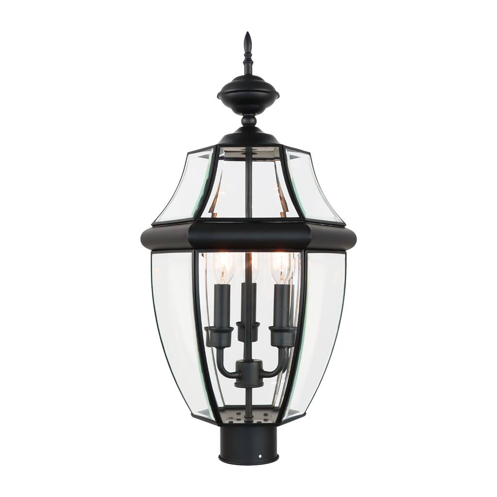 3-light Outdoor Post Light with Clear Glass