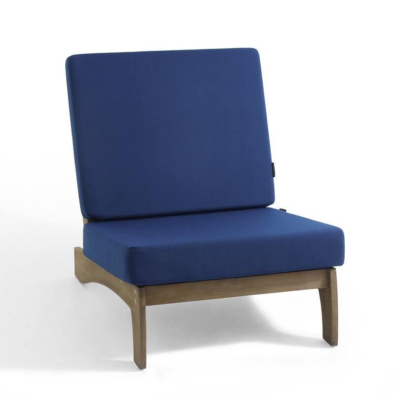 3 Piece Teak Wood Outdoor Conversation Chair Set with Table, Cushion