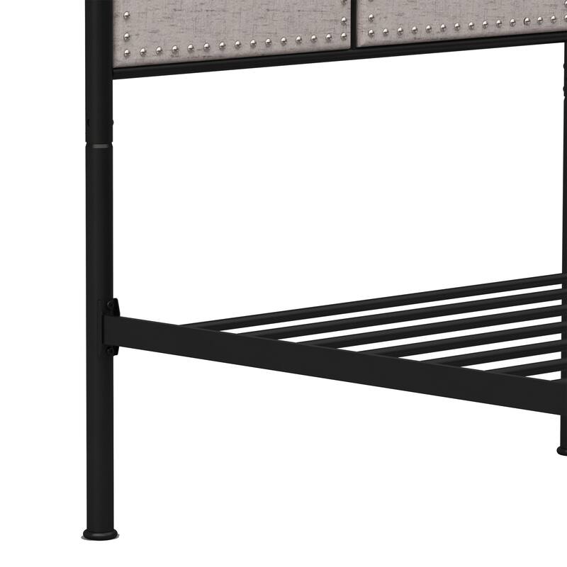 Twin Size Linen Upholstered Platform Bed Frame with Headboard and Footboard