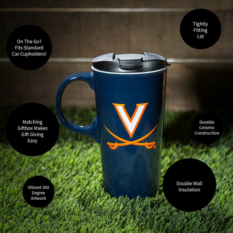 University of Virginia, 17 oz Ceramic Travel Latte Cup w/ Gift Box