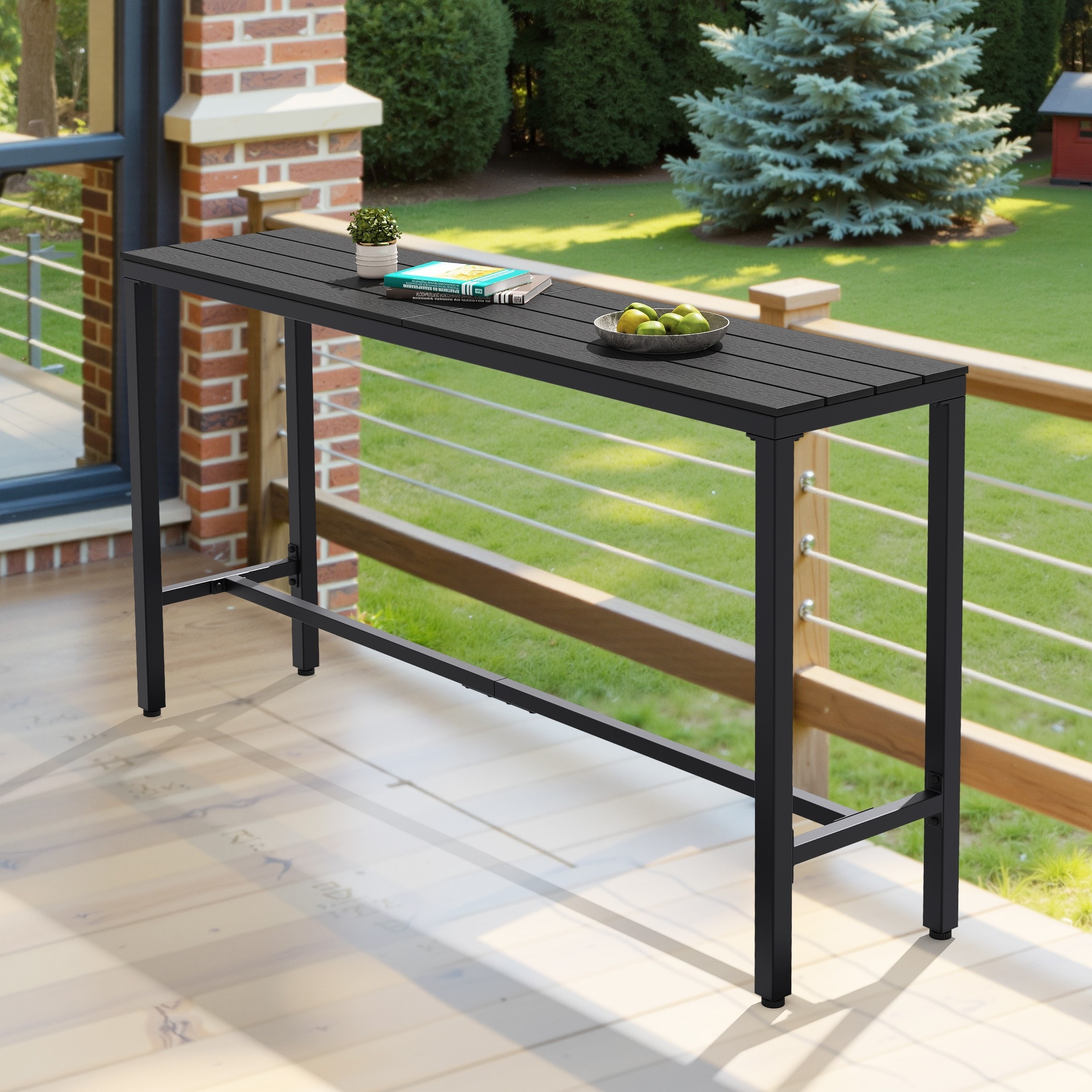 Crestlive Products Patio Outdoor Rectangle Bar Table Combinable Pub Table