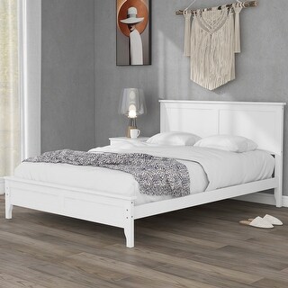 Modern Elegant White Solid Wood Platform Bed