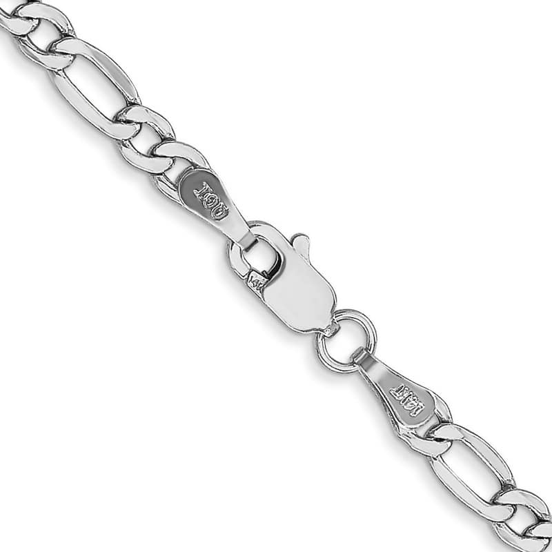 Curata Women's 14k White Gold 3.5mm Semi-solid Figaro Chain Anklet - 10 Inch