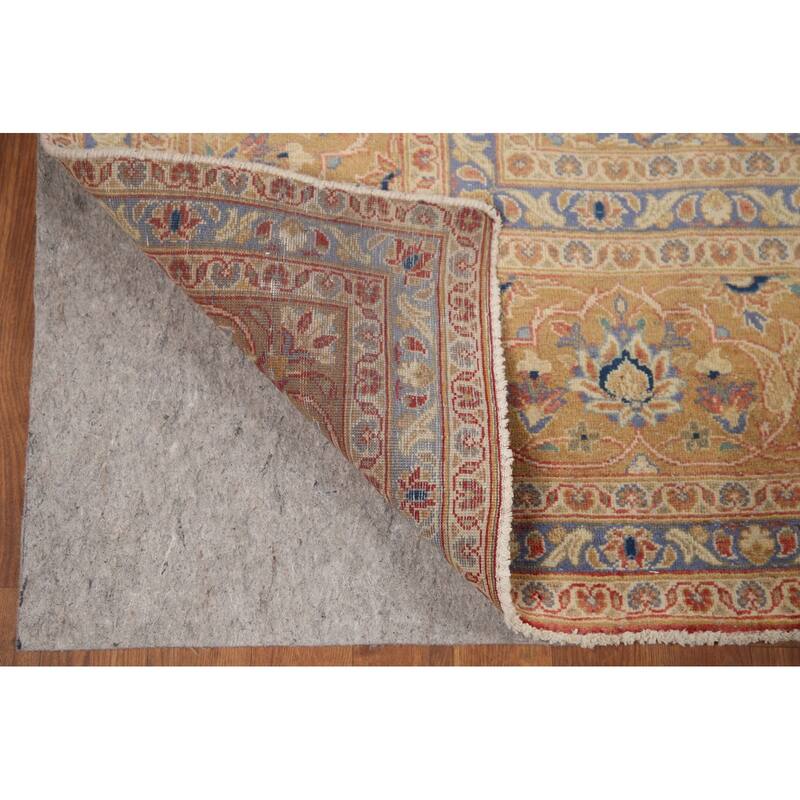 Hand Knotted Oriental 100% Wool Carpet Traditional Floral Oranges & Rust Mashad Area Rug - 11' 8'' X 7' 11''