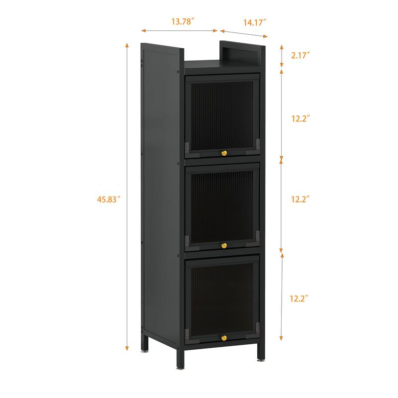 Modern Sideboard 3tier File with Pullout Door Bookcase