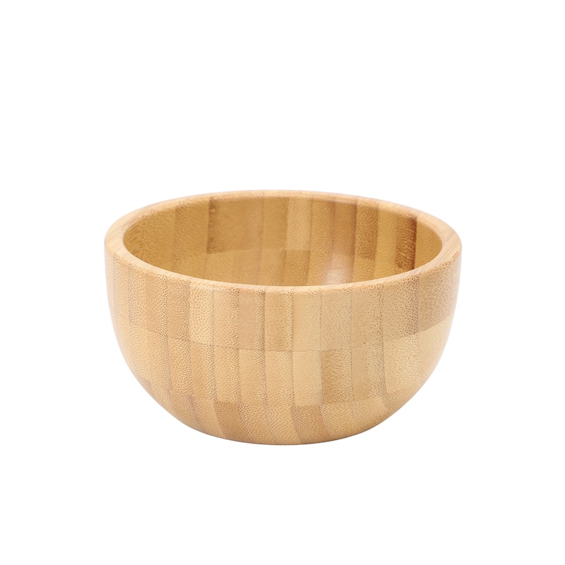 4 Piece 4.75 Inch Small Bamboo Wood Serving Bowl Set For Salads, Snacks, and More