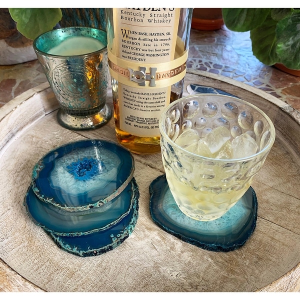 Teal Agate Coasters With Raw Edges set of 4 Bed Bath Beyond