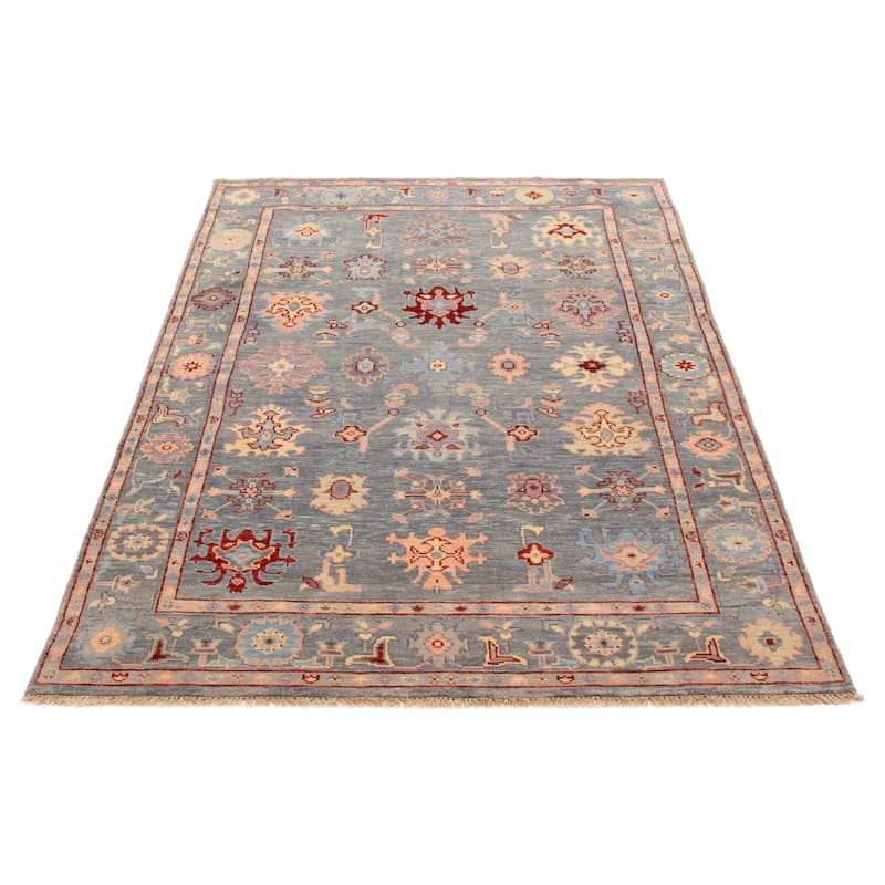 ECARPETGALLERY Hand-knotted Modern Oushak Light Denim Blue Wool Rug - 5' 11" x 9'