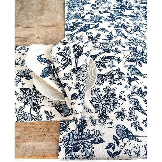 French Home Honeysuckle Table Runner - Indigo